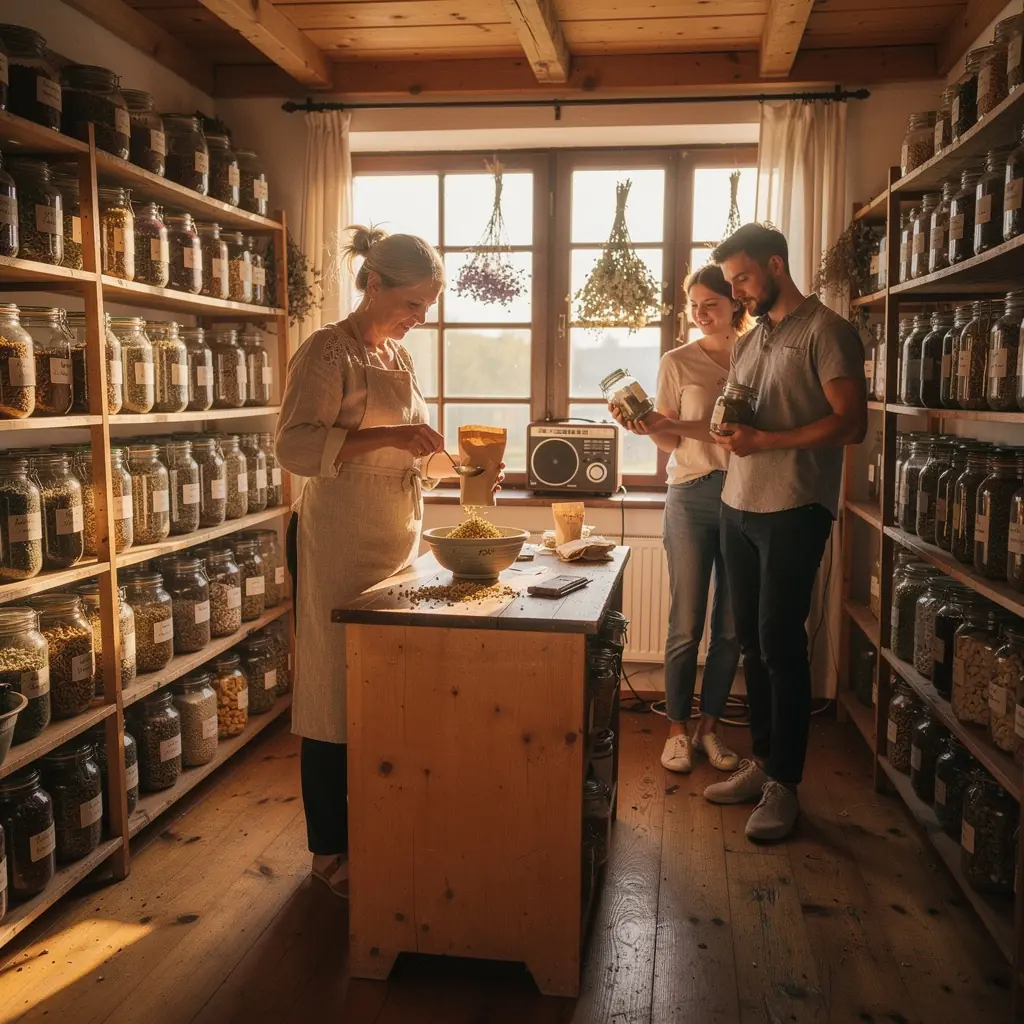 Raminanti arbatos puodelio nuotrauka, su garuojančiu skysčiu ir šviežiomis valerijono šaknimis šalia.
