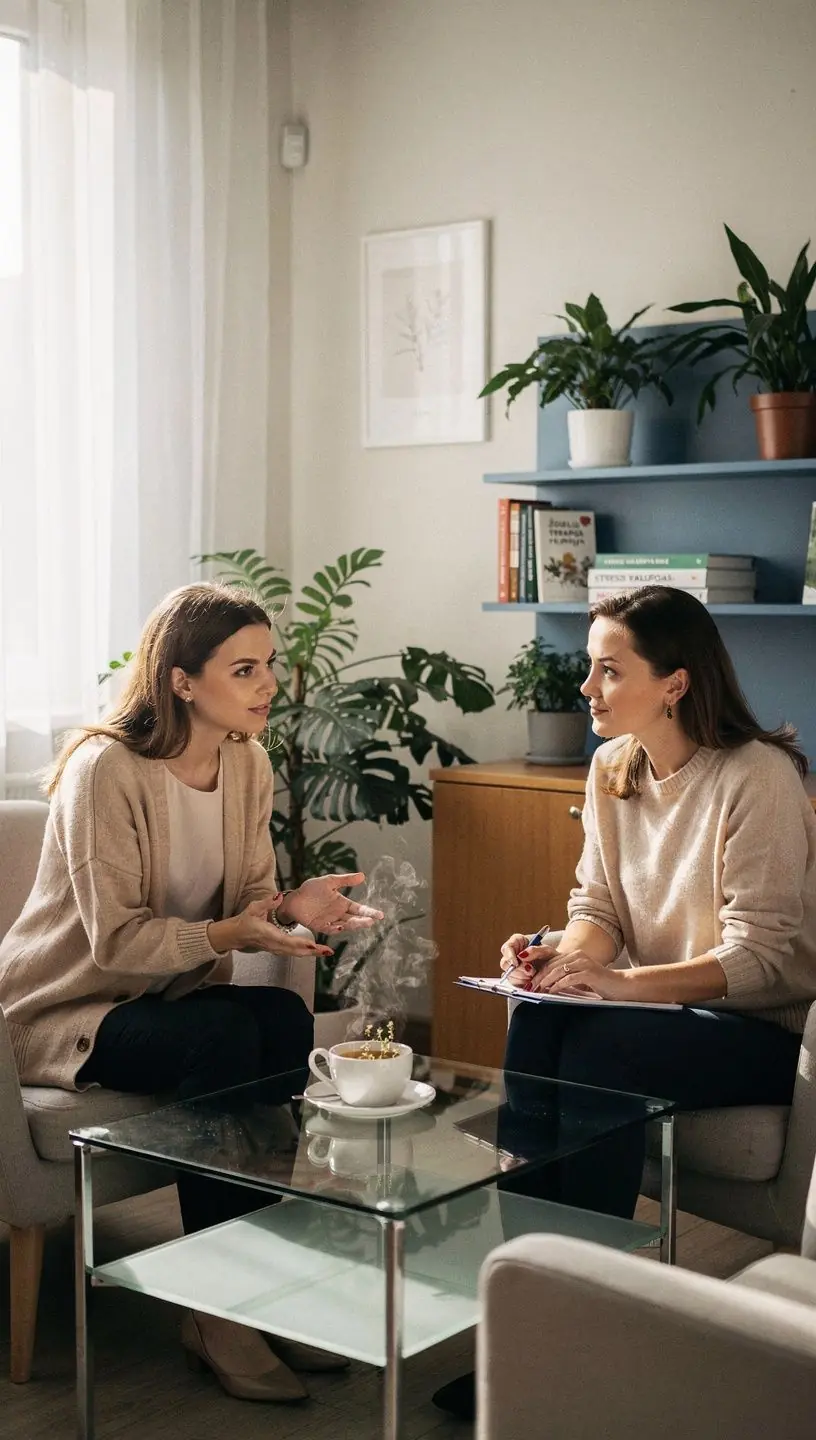 Raminanti arbatos puodelio scena, kurioje matyti, kaip žmogus atsipalaiduoja su knyga ir arbata.