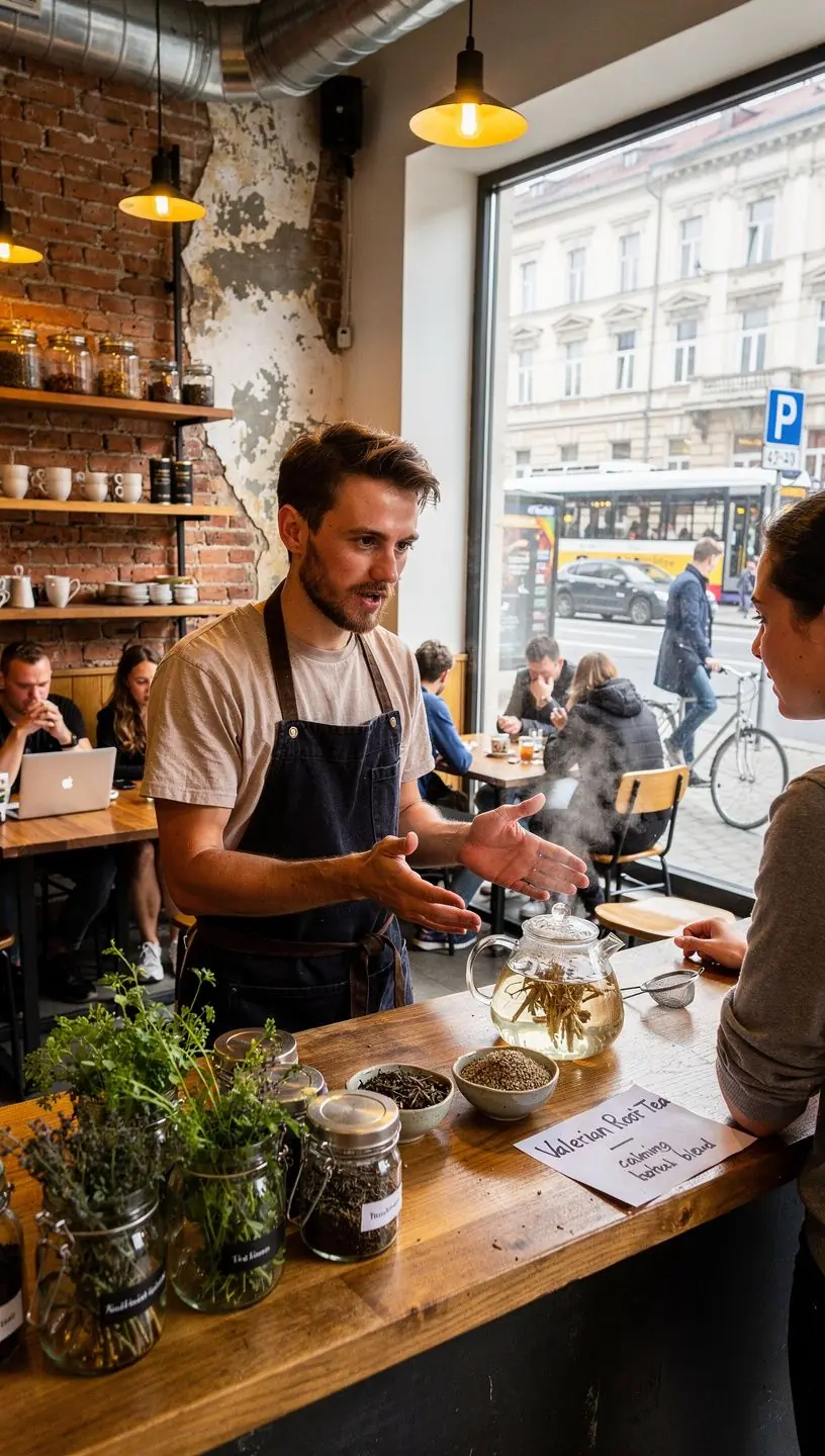 Žolelių arbatos ingredientai, išdėstyti ant medinio paviršiaus, simbolizuojantys natūralumą ir sveikatą.